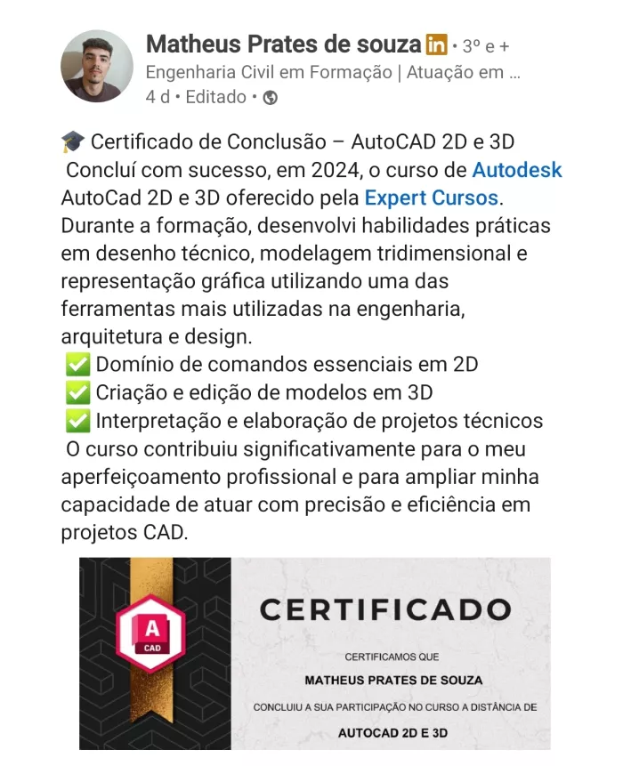 Depoimento de aluno que fez o curso de AutoCAD e se tornou um Mestre do Autocad